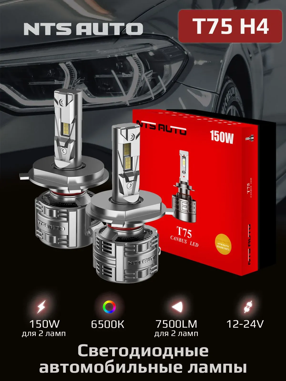 Светодиодные лампы T75 H4